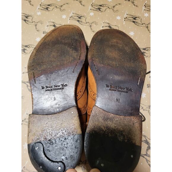 To Boot New York Adam Derrick Brown Leather Wingtip Shoes Men's 9 Italy - Picture 7 of 7